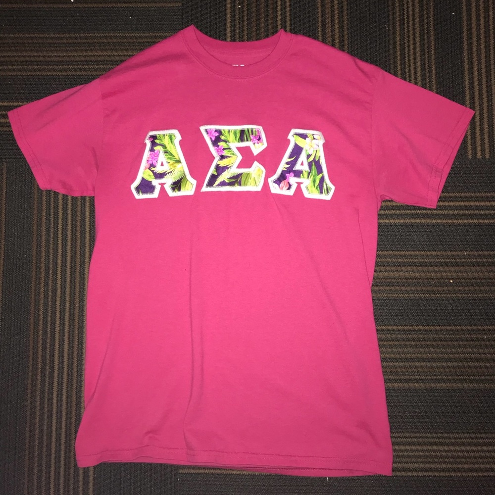 Floral stitch letter Alpha Sigma Alpha shirt